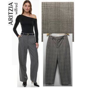 Aritzia Wilfred Gray Plaid Wide Leg Pants